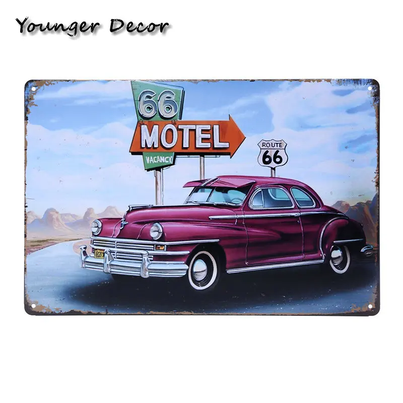 Классический Route 66 Motel Ретро табличка металлический жестяной фотоэлемент