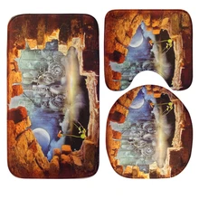 Honlaker 3 шт./компл. Стильный винтажный коврик для ванной комнаты и коврик для туалета толстый фланелевый нескользящий коврик для ванной комнаты