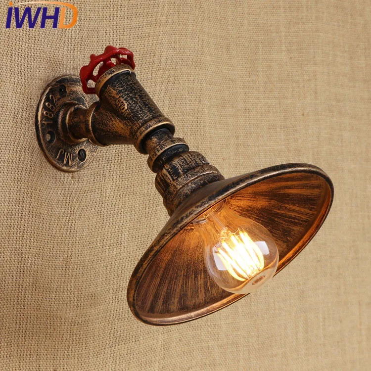 IWHD Loft Style Antique Water Pipe Lamps Industrial Edison Wall Sconce Iron Vintage Wall Light Fixtures Indoor Lighting Lampara IWHD Loft Style Antique Water Pipe Lamps Industrial Edison Wall Sconce Iron Vintage Wall Light Fixtures Indoor Lighting Lampara