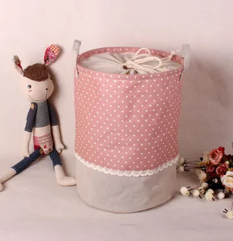 

High Quality Zakka 3 Sizes The Beam Port Linen Multi-Function Handle Stackable Storage Barrel Laundry Basket Toy
