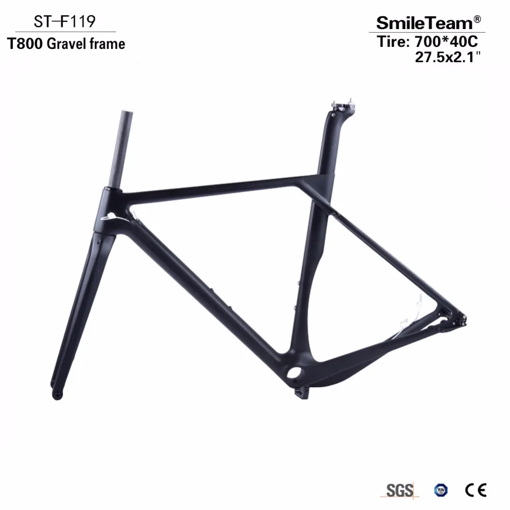 2017 Smileteam Newest Road MTB Gravel Carbon Bike Frame, Gravel Carbon Bicycle Frame, Cyclocross Disc Bike Frame Axle 142/135mm 