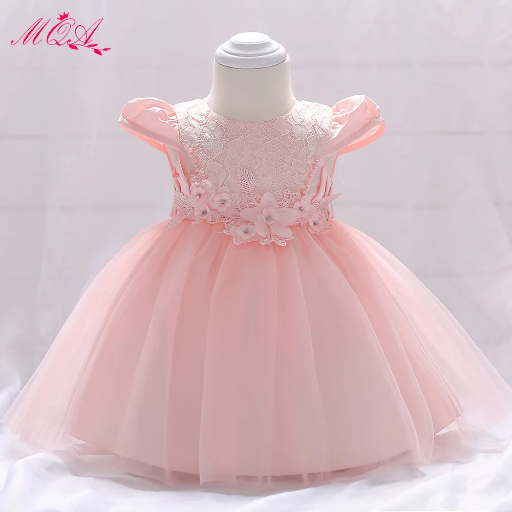 

MQATZ Baby Girl Baptism Dresses Appliques Tulle Toddler Girl Christening Gown Infant Party Dress for Little Girl 1 Year Birthday