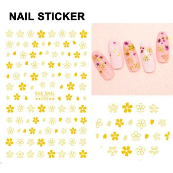 

1Sheet Nail Art Sticker Golden Strips Floral Pattern Manicure DIY Decal Nail Accessories HB88