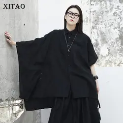 [XITAO] Новый Для женщин 2018 Осень Корея отложной воротник три четверти рукав рубашки женский сплошной Цвет асимметричный блузка GWY2370