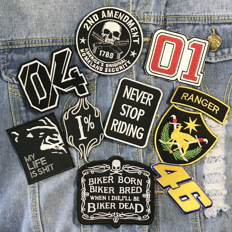 

01 04 46 58 2ND Iron On Patch Embroidered Applique Sewing Label punk biker Patches Clothes Stickers Apparel Accessories Badge