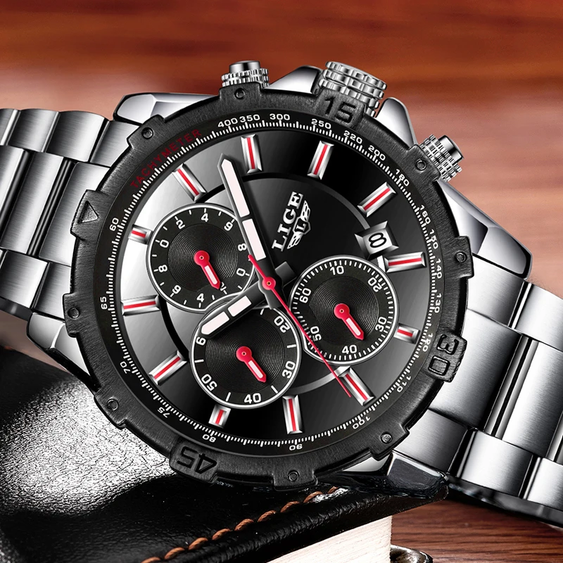 

LIGE Watch Men Fashion Sport Quartz Clock Mens Watches Top Brand Luxury Full Steel Business Waterproof Watch Relogio Masculino