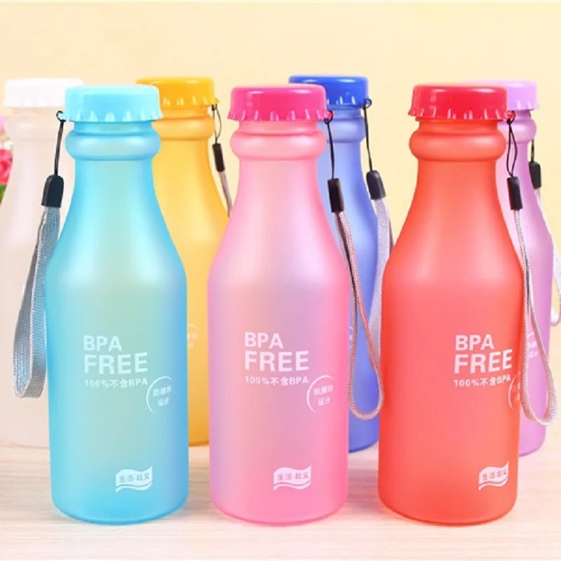 

Sports Frosted Plastic Water Bottle Children Mini Cute Drink Bottle 500ml Candy Colors Unbreakable Leak-proof Bottle BPA Free