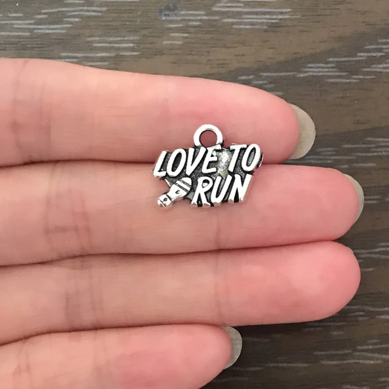 

15PCS DIY Charm Love to Run Charm Antique Silver Tone Sport Pendant Charm for Bracelet Necklace Earring Jewelry