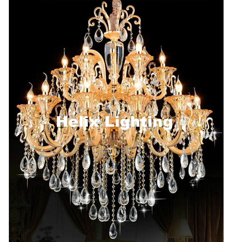 Modern European style Luxury Crystal Chandelier Golden Color 18L Zinc