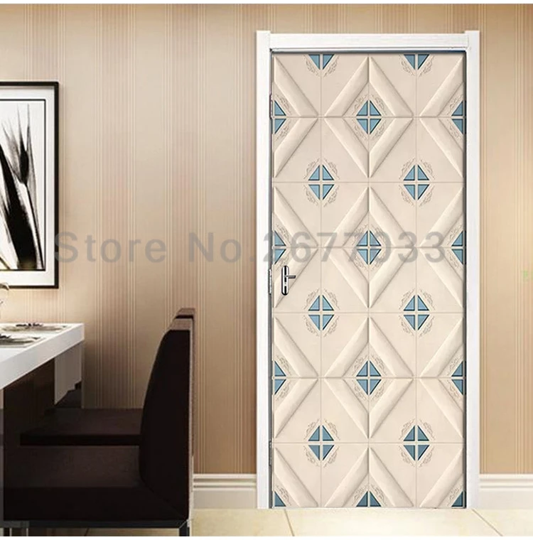 Поделки ПВХ Самоклеящиеся двери Стикеры 3D рельеф решетки современные обои с рисунком для гостиной спальня домашний декор для дверей Стикеры