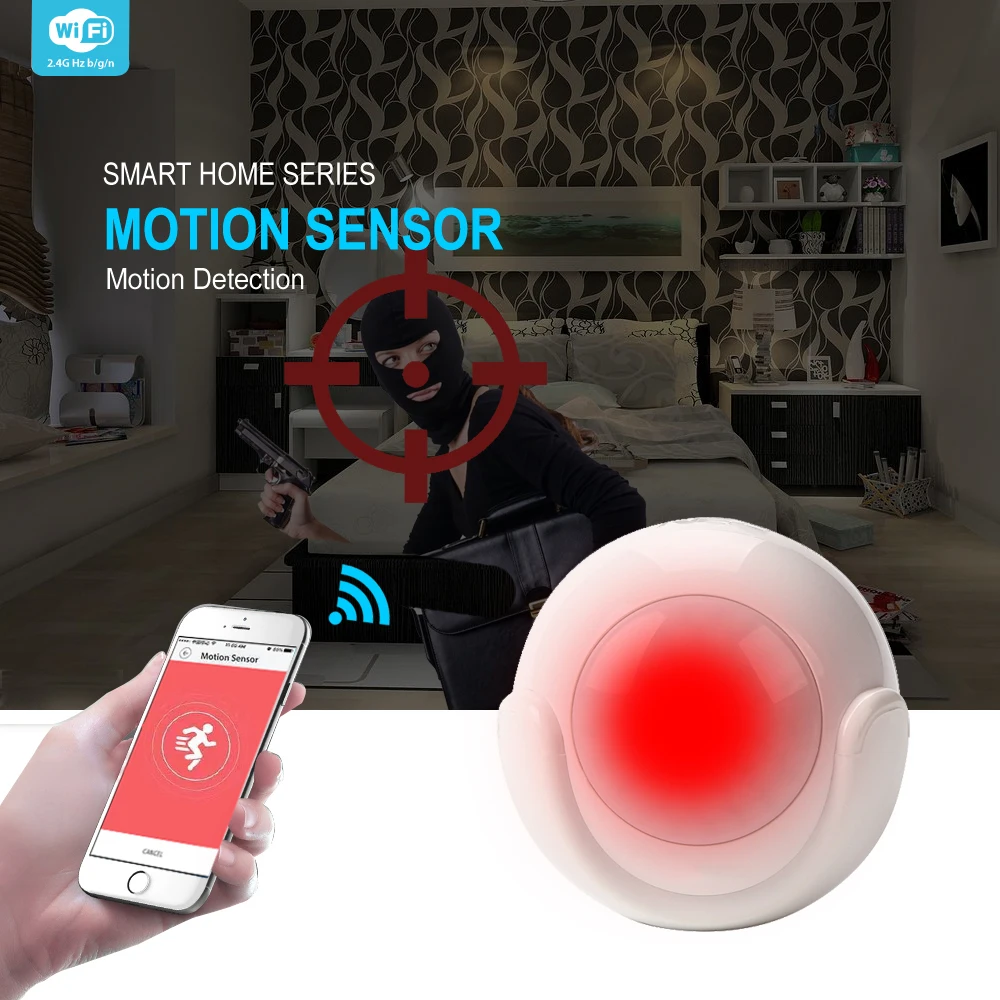 

BoazSmart Mini WiFi PIR Motion Sensor Detector Smart Home Automation Security Alarm System Remote Control Motions Alarms