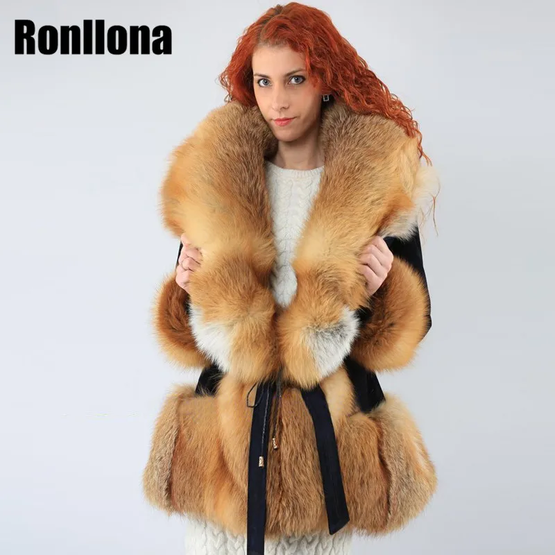 Real Fur Coat Women With Rex Rabbit And Red Fox Fur Coat New Style Top Quality Fur Coat Winter Warm Rex Rabbit Fur Jacket FC-191