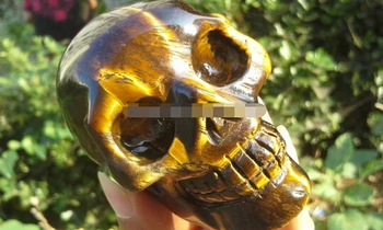 

SUIRONG---412++++NATURAL Golden Tigers Eye Quartz Crystal Skull Carvings