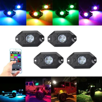 

RGB LED Rock Light Kits With Bluetooth Control, Cell Phone Control, Timing, Music Mode, Flashing, Automatic Control Neon Lights