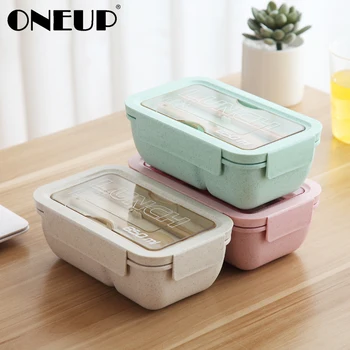 

ONEUP Microwave Lunch Box For Kids School Eco-Friendly BPA Free Wheat Straw Bento Box Kitchen Plastic Food Container Lunchbox