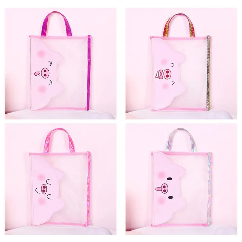 

A4 Cute Pig Document Bag Zipper File Folder Holder Portable Test Paper Pencil Case Student Stationery Creative Gift
