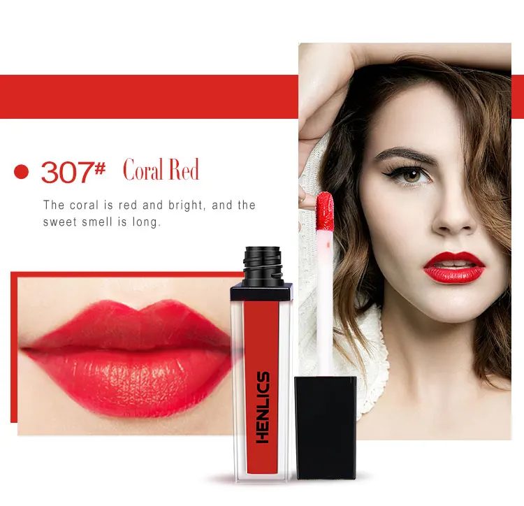 HENLICS 10 Colors Trendy Liquid Lipstick Hot Sale Sexy Lip Paint Waterproof Long Lasting Lipstick Lip Gloss Makeup Cosmetics (8)