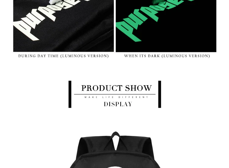 Backpack Justin Bieber Purpose School Bag for Children Students Shoulder Bag Black Mochila Men (7)