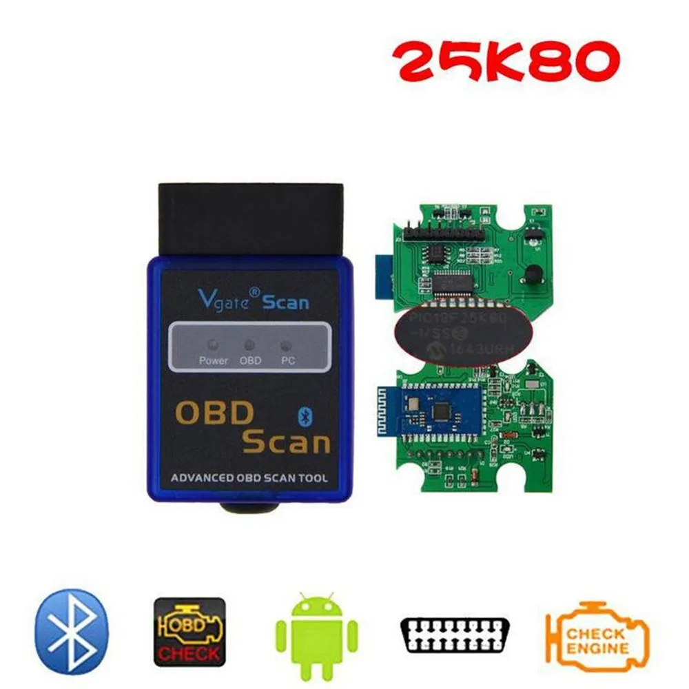 ELM327 25K80 OBDII V1.5 Bluetooth считыватель кода Мини OBD2 ELM 327 USB сканирующий инструмент HHOBD obdsan сканер - Цвет: OBDSCAN 25K80