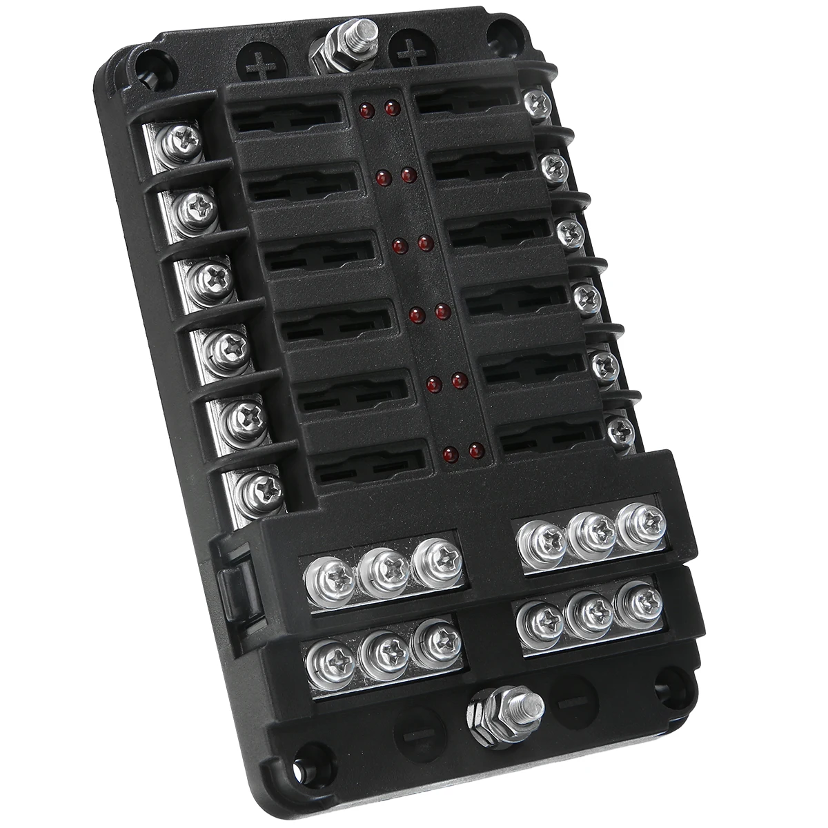DC 32V 100A 12 Way Fuse Box Block Holder ATC ATO Blade LED Fuse Box with Screws&Labels For Car Marine Caravan