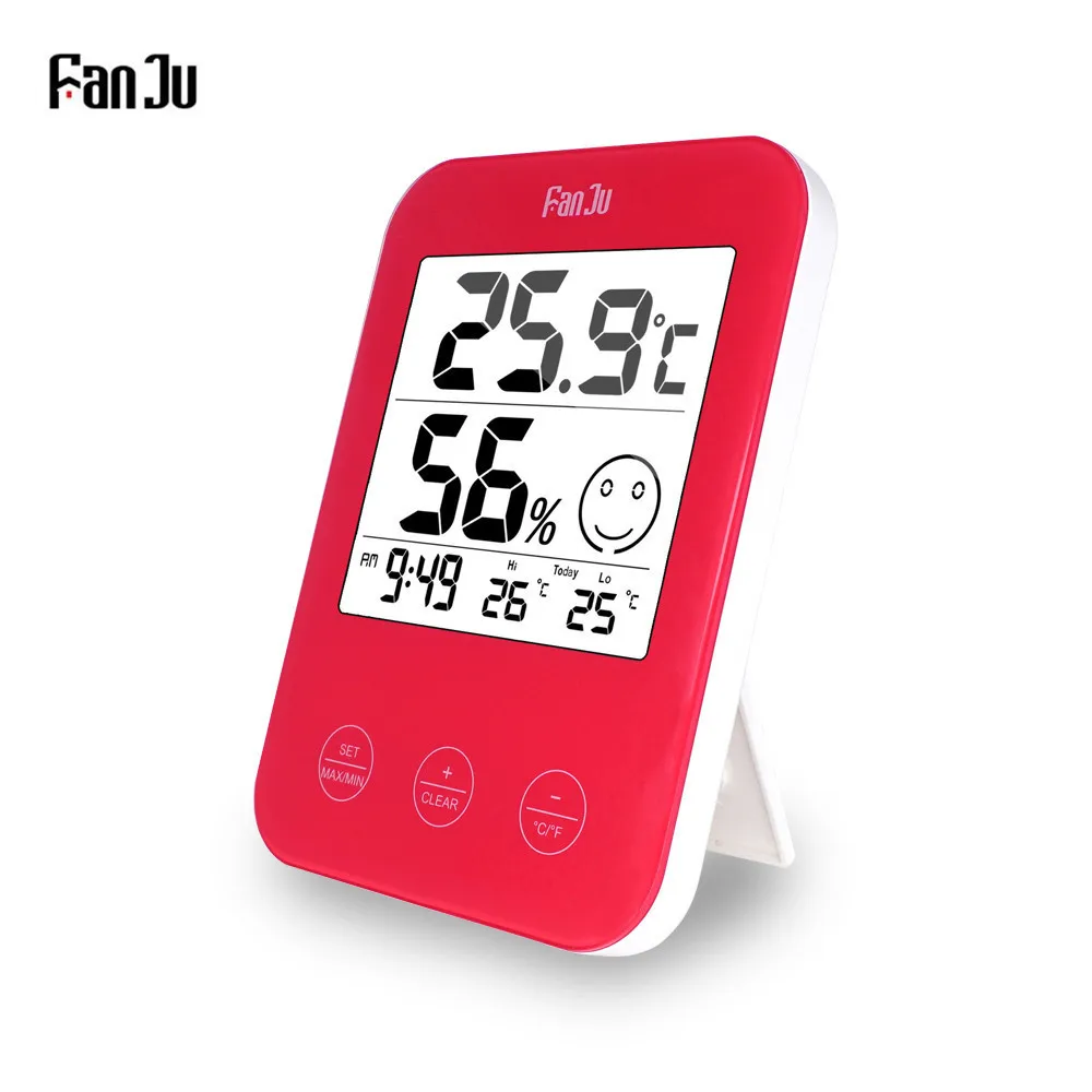 FJ718 Wall Clock LCD Digital Thermometer Hygrometer Meter Humidity Modern Design Weather Station Electronic Desktop Clocks | Инструменты