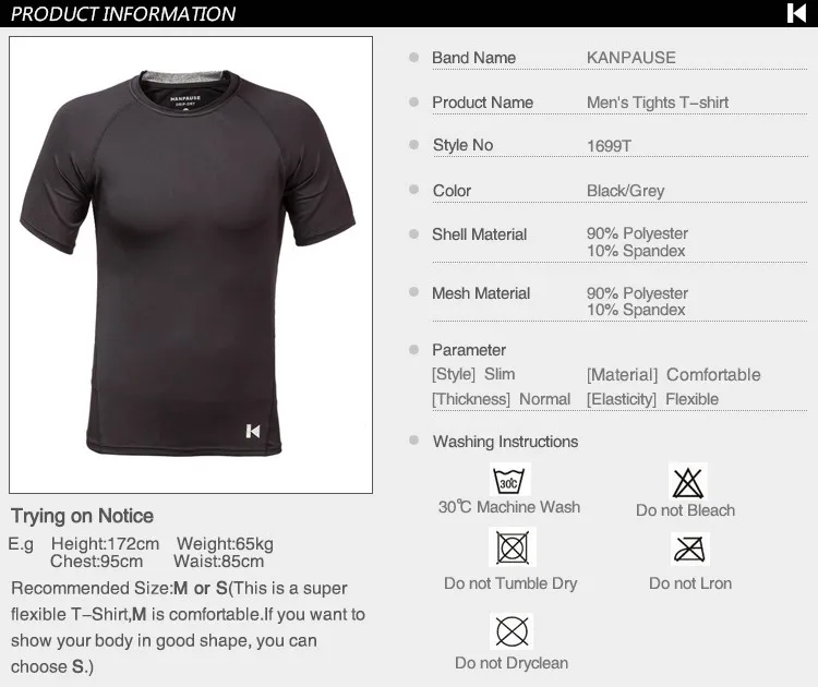Новое Поступление KANPAUSE мужские Колготки Запуск С Коротким Рукавом Футболки Сжатия Обучение Футболка Фитнес Спортивная