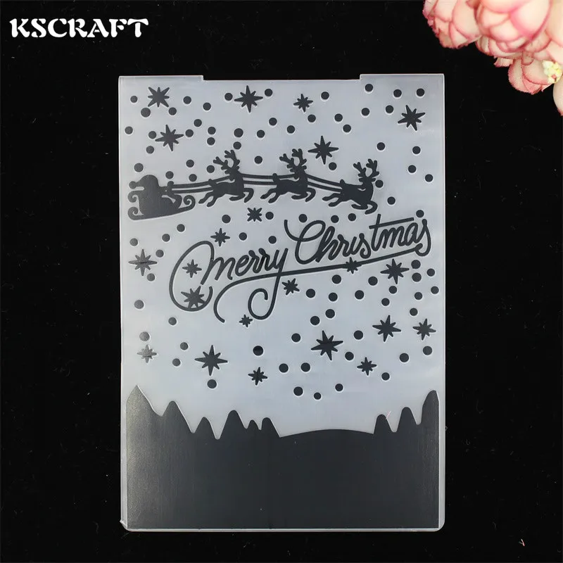 KSCRAFT Merry Christmas Plastic Embossing Folders for DIY Scrapbooking Paper Craft/Card Making