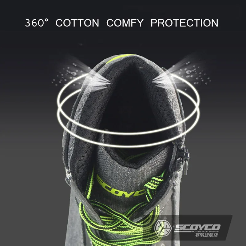 SCOYCO Motorcycle Shoes Anti-skip Breathable Shockproof Protective Touring Casual High Ankle MBX/MTB/ATV Riding Boots MT016