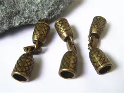 5 компл. Античная бронзовая змея кожи оснастки застежка крючок для 6 мм круглый кожаный шнур ювелирных изделий