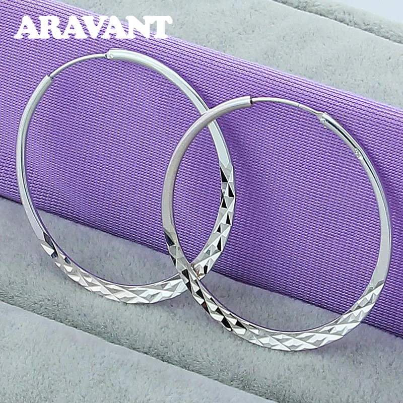 

Aravant 925 Silver Fashion 40/45/50MM Big Hoop Earrings For Women Wedding Party Jewelry