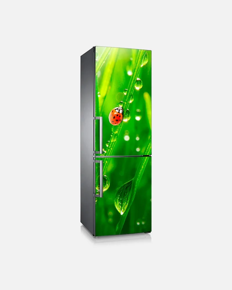 

3D Custom Dishwasher Refrigerator Contact Paper Ladybug On Grass Freezer Decal Panel Cover Wall Sticker Home Decor Gift