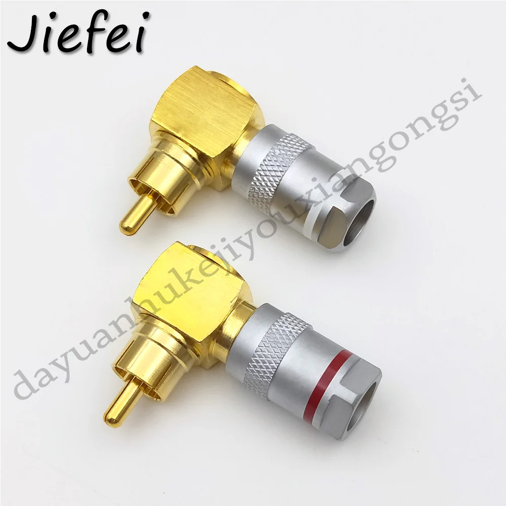 4 50pcs brass Right Angle 90 degrees RCA Gold Plated Male Plug Adapter For Headphone Audio Cable Audio And Video Connector