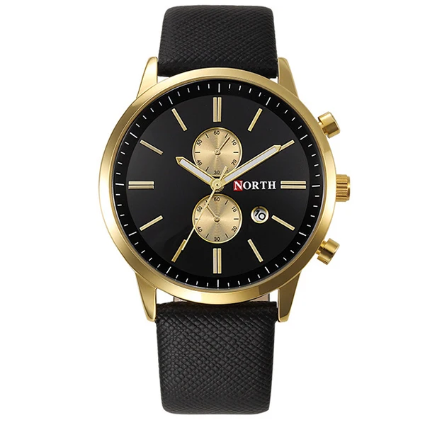 

Practical North Brand Men's Watch Business Sport Male Wrist watch Blue Leather Unique Casual Quartz Watch for Man Waterproof 6
