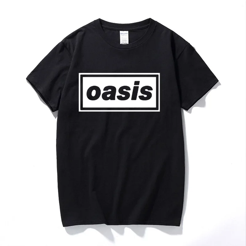 Модная футболка с принтом группы Oasis, новинка, Мужская футболка с коротким рукавом и круглым вырезом, хлопок, рок, Мужская футболка, повседневная мужская футболка - Цвет: Черный