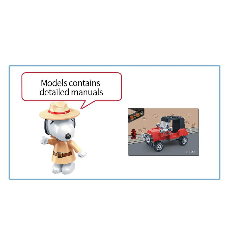 BanBao 7527 Горячая IP Snoopy арахис винтажный маленький автомобиль пластиковые