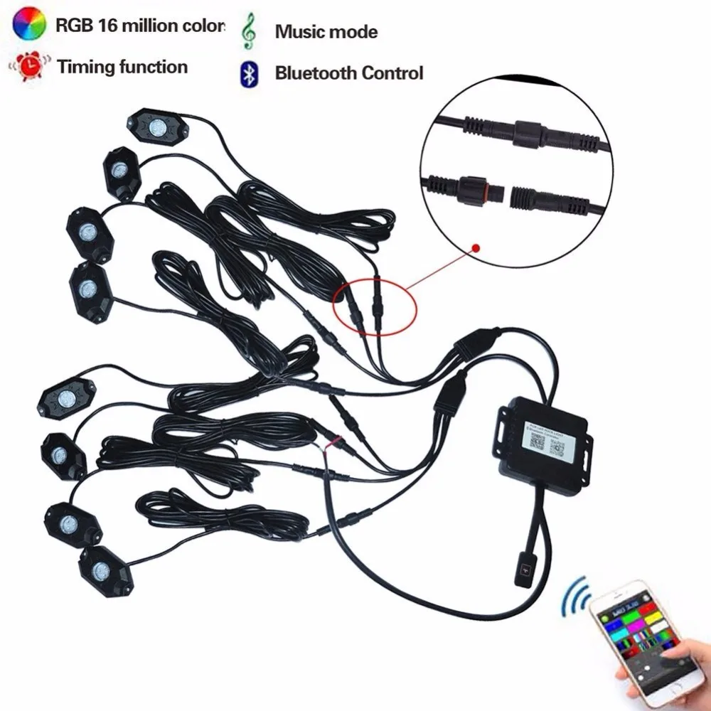 8 шт. RGB светодиодный светильник рок Беспроводная Bluetooth музыкальная лодка