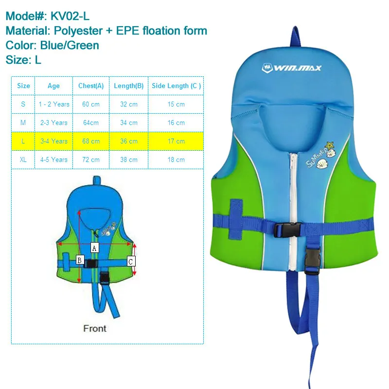 Купальный жилет для детей, начинающих плавать, базовая Спасательная куртка для малышей, детей, неопреновый напечатанный купальник, Flotation w/ремень безопасности - Цвет: KV02L
