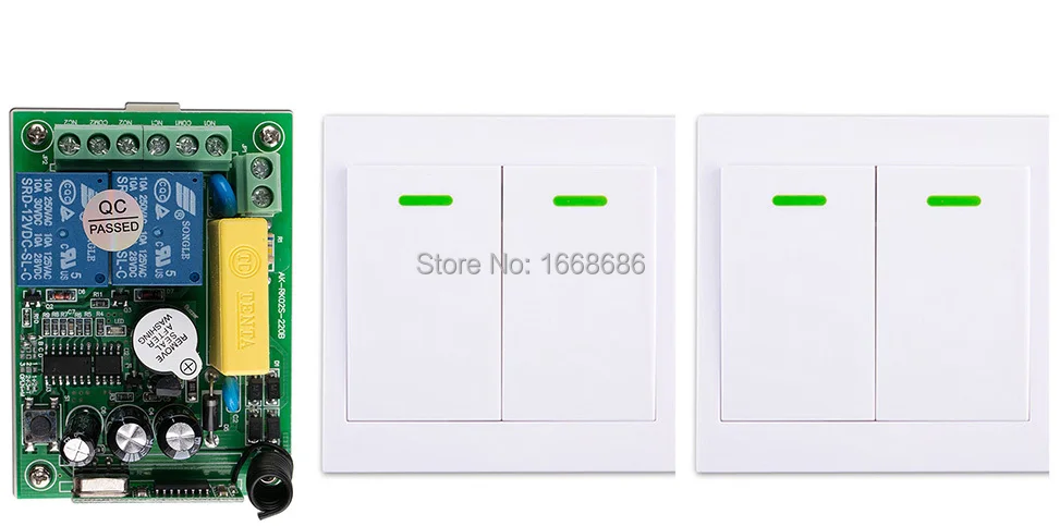 

New AC220V 2CH Wireless Remote Control Switch System Receiver + 2*Wall Panel Remote Transmitter Sticky Remote Smart Home Switch