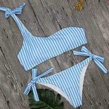 Sexy kobiety kostium kąpielowy na jedno ramię dwuczęściowy Strappy Bikini Push Up wyściełane stroje kąpielowe body zestaw kostiumy kąpielowe kostiumy kąpielowe rozmiar xs
