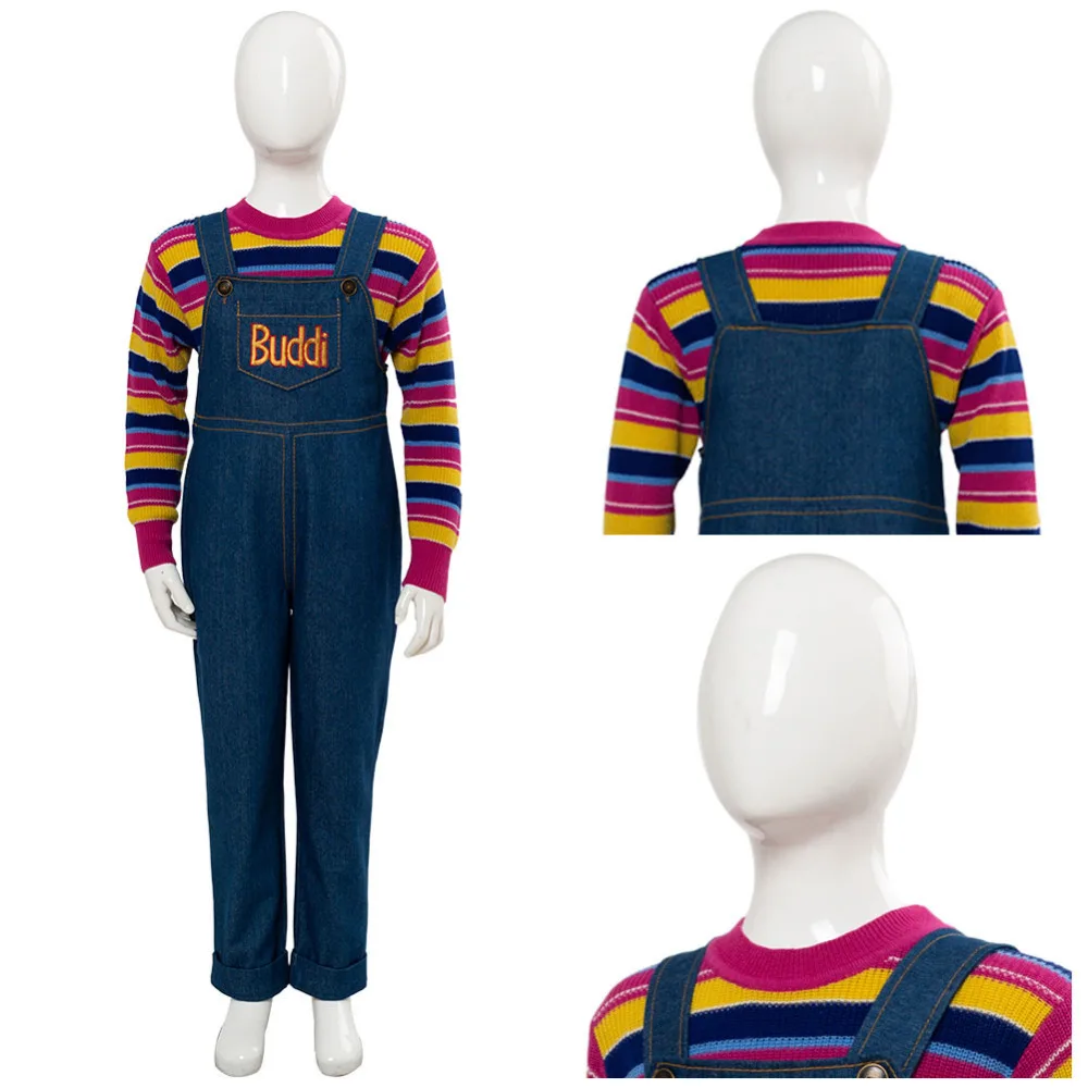 

2019 Horror Movie Child's Play Chucky Cosplay Costume For Kids Children jumpsuit Sweater Full Set Halloween Carnival Costumes