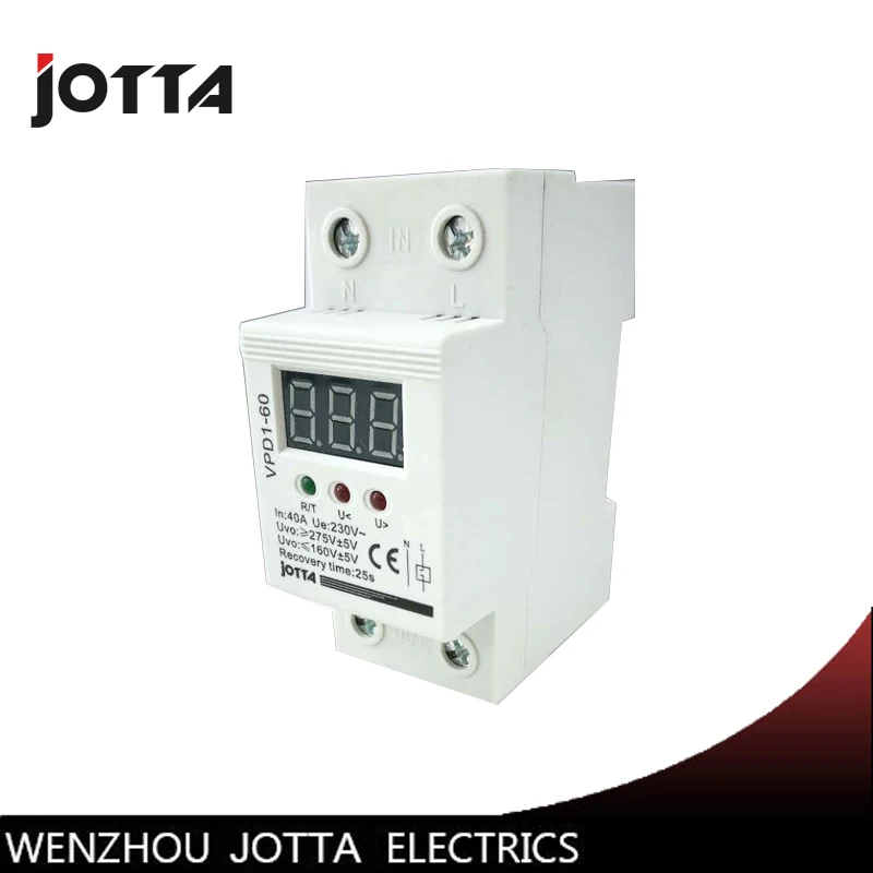 

40A 220V automatic reconnect over voltage and under voltage protection protective device relay with Voltmeter voltage monitor