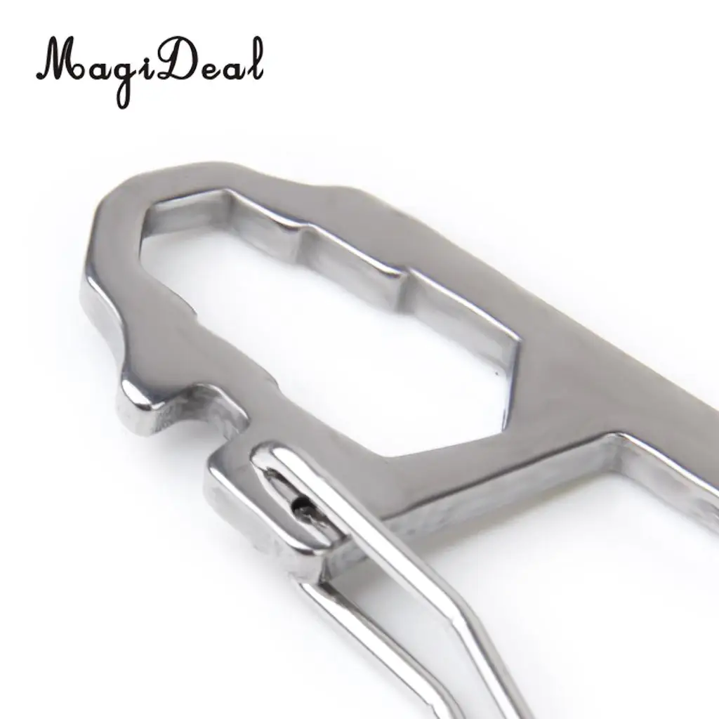 MagiDeal Multifunctional Stainless Steel Carabiner Hook Clasp Buckle w/ Scale Camping Hiking Climbing Keychain Aid Acce Silver