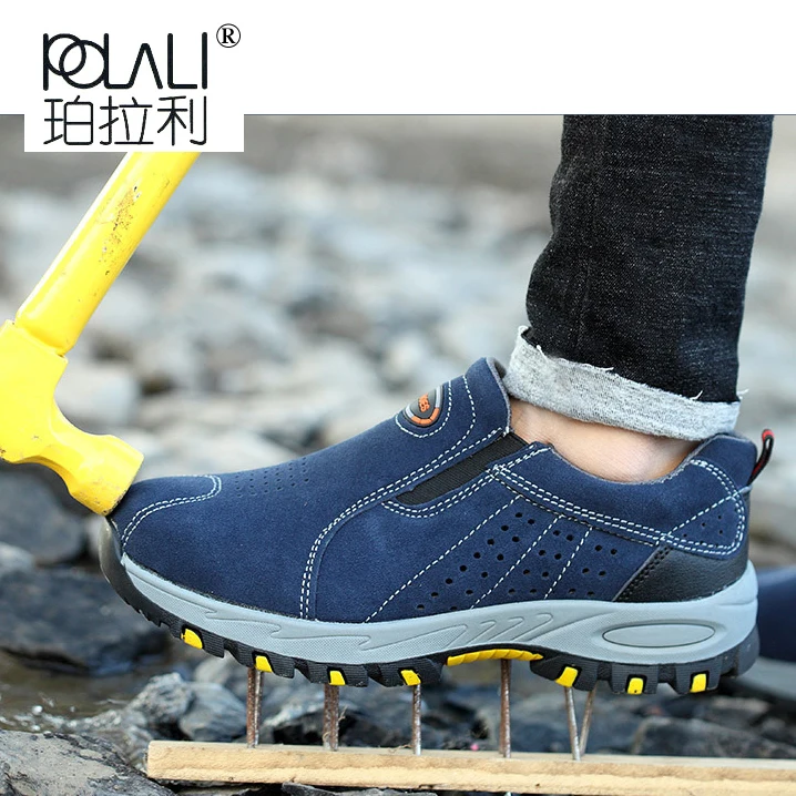 

Steel Toe Safety Work Shoes Men 2018 Fashion Summer Breathable Slip On Casual Boots Mens Labor Insurance Puncture Proof Shoes
