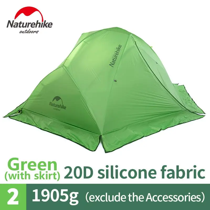 Naturehike палатка обновленная звезда река палатка Сверхлегкая 2 человека 4 сезона 20D силиконовая палатка с бесплатным ковриком NH17T012-T - Цвет: 20D Withskirt-Green