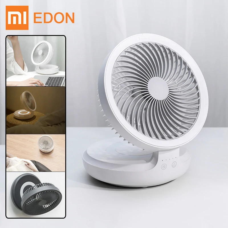 Xiaomi EDON круглый USB светодиодный ночник вентилятор Портативный Регулируемый беспроводной Перезаряжаемый настенный вентилятор для спальни офиса школы на открытом воздухе