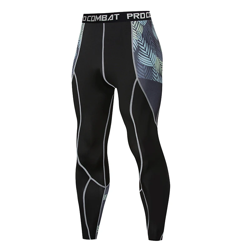 

2019 color leaves running tights men's bicycle riding leggings suitable for boxing high stretch men's MMA fitness pants