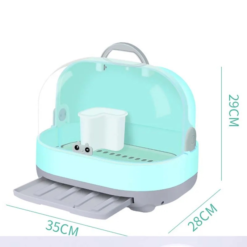 Baby Portable Bottle Drying Racks with Anti-dust Cover Large Nursing Bottles Storage Box Travel Feeding Organizer