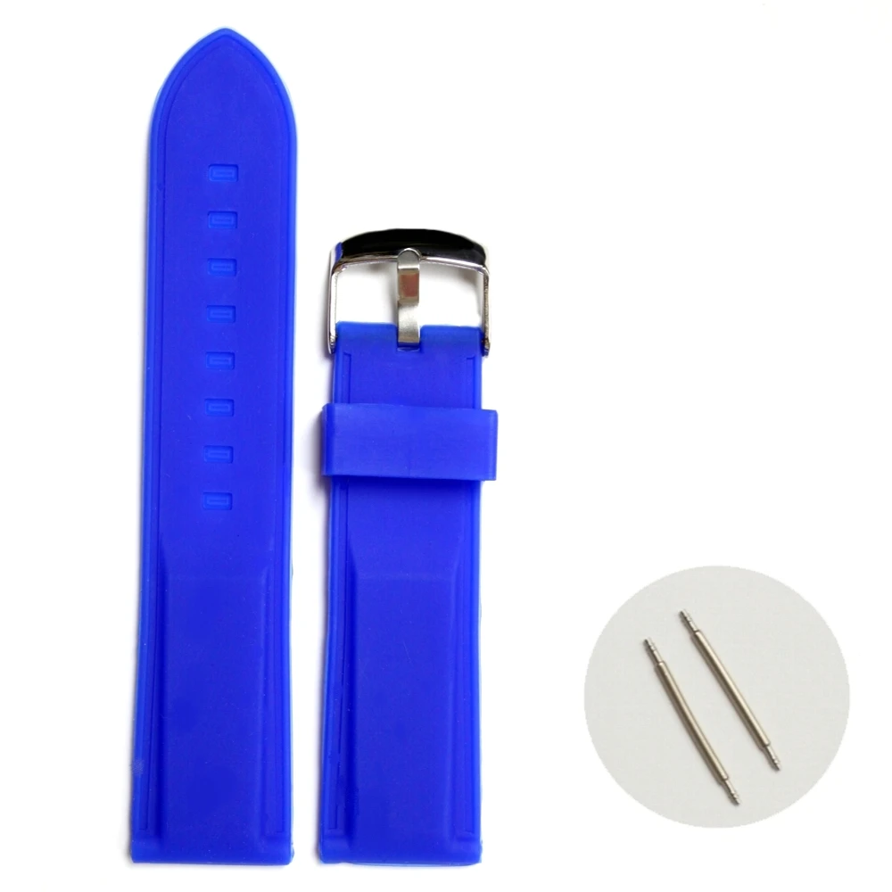 22mm Top Blue Ribbon Color Silicone Rubber Unisex Watch Band Straps