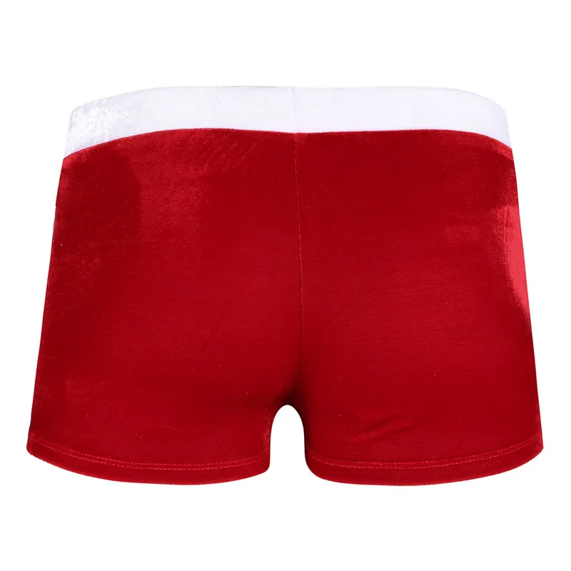 TiaoBug/модные мужские бархатные красные шорты-боксеры с блестками; Рождественский костюм; Лидер продаж; пикантные мужские вечерние трусы на Рождество
