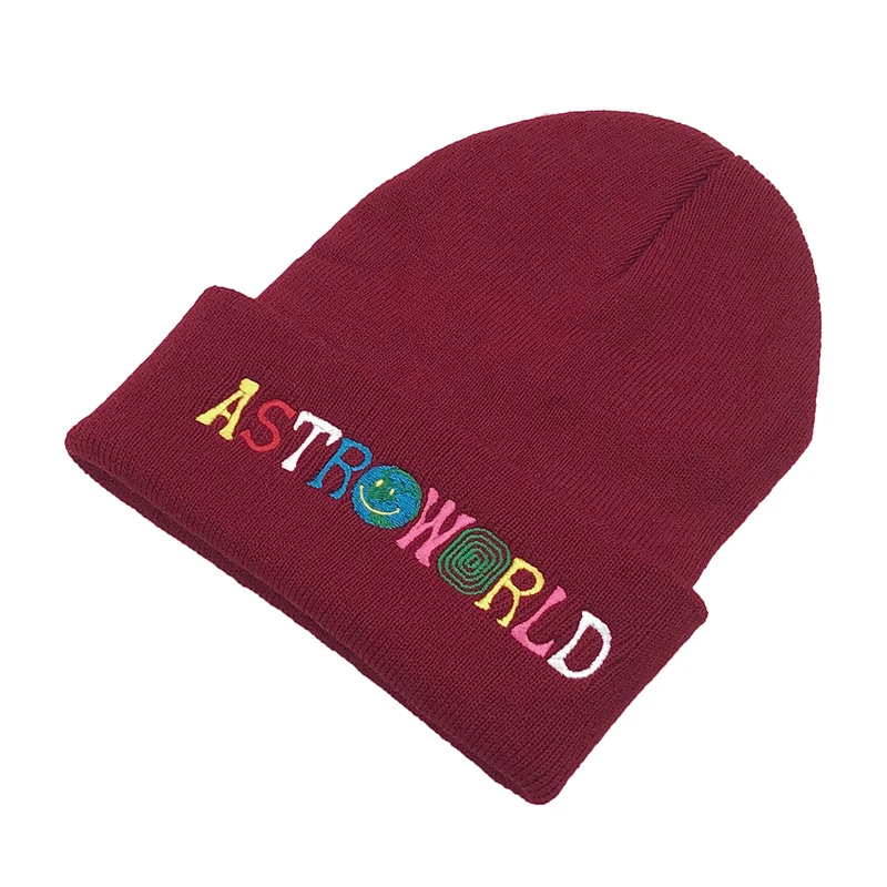 6 Travi$ Knitted Hat New ASTROWORLD Beanie embroidery Astroworld Ski Warm Winter Unisex Travis Skullies Beanies Solid Hip-Hop - Цвет: 6